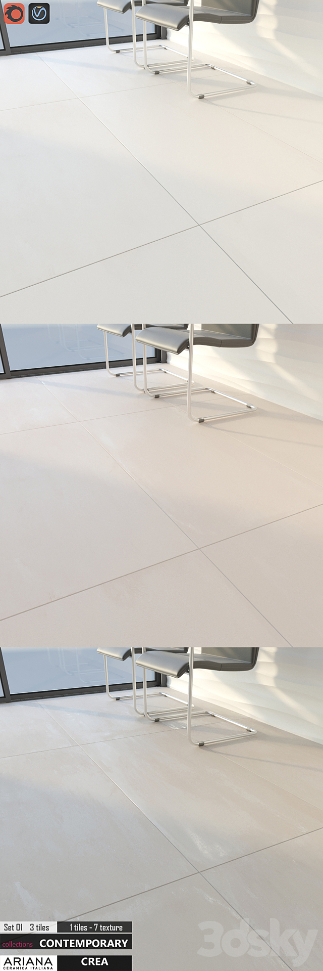 3d Models Tile Ariana Crea Ash Bisquit Pearl Set 01 Crea watery 30x120, pearl 30x120, alzata gesso, punto luce gesso 12,5x120 valore ariana ariana value classificazione secondo norme en 14411 (iso 13006). 3dsky