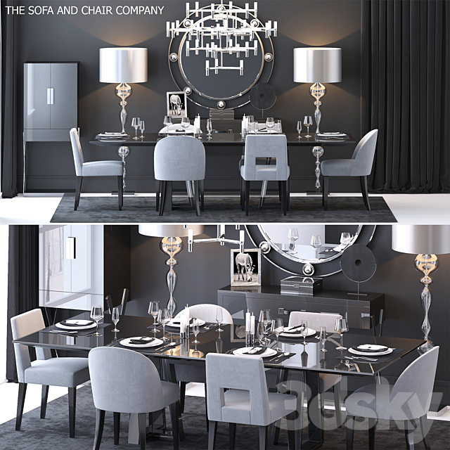 3d models: Table + Chair - The Sofa & Chair Company Set 3