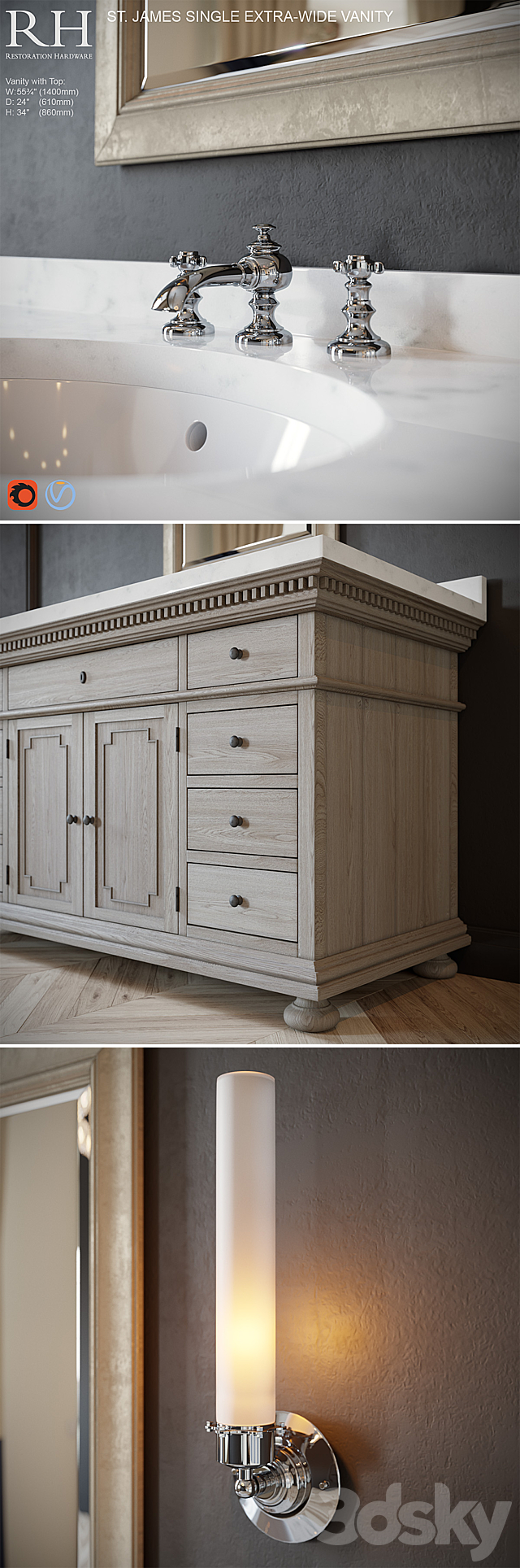 3d Models Bathroom Furniture Stjames Single Extra Wide Vanity 3d Models Bathroom Furniture Stjames Single Extra Wide Vanity