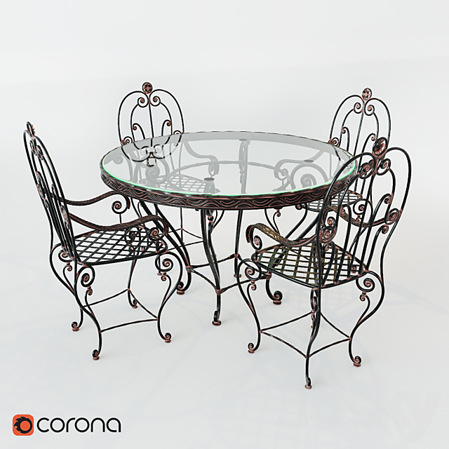 wroughtiron table and chairs Table + Chair 3D Models