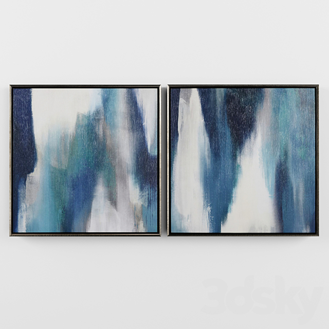 Z Gallerie Sapphire Art Set of 4 Frame 3D Models