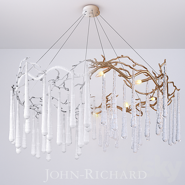 John Richard Brass And Glass Teardrop Eight Light Chandelier Pendant 3d Models John Richard Brass And Glass Teardrop, John Richard 8 Light Chandelier