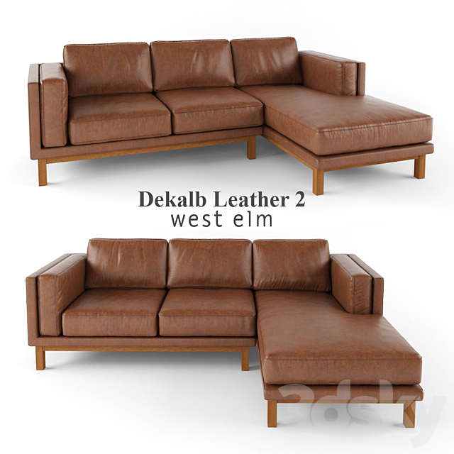 3d Models Sofa West Elm Dekalb Leather 2