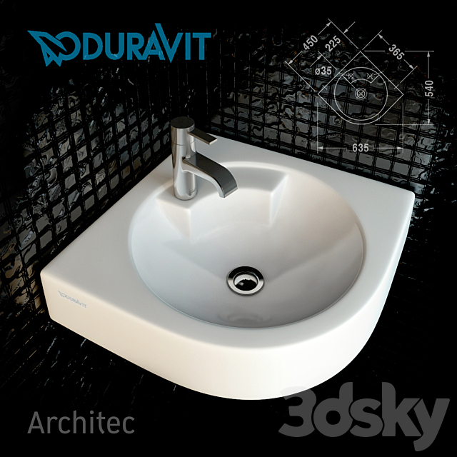3d Models Wash Basin Duravit Architec Duravit ag uv9918 49952 sfhd2 bathroom furniture vanity leg chrome 3/4 x 1 2p. 3d models wash basin duravit architec