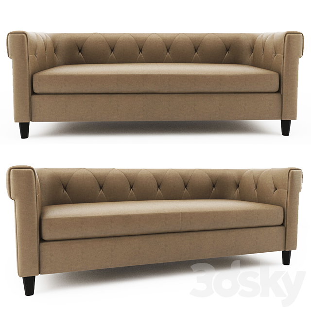3d Models Sofa Chester Tufted, Brown Leather Tufted Couch West Elm