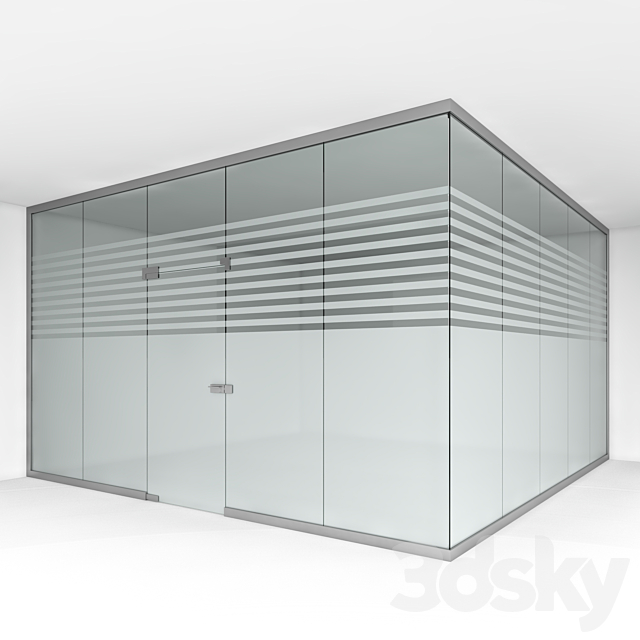 3d Models Office Furniture Office Glass Partition 1