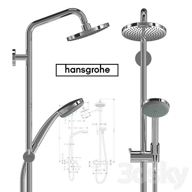pik Vrijlating Rusteloosheid Hansgrohe Croma 100 1jet Showerpipe - Faucet - 3D Models