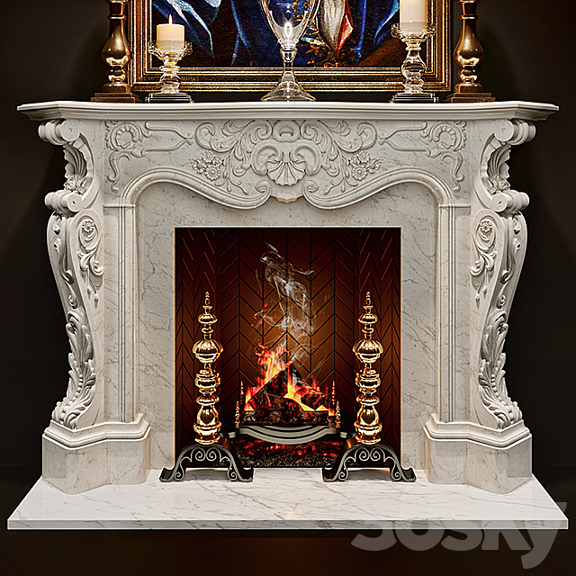 3d Models Fireplace Antique Rococo Fireplaces Louis Xv