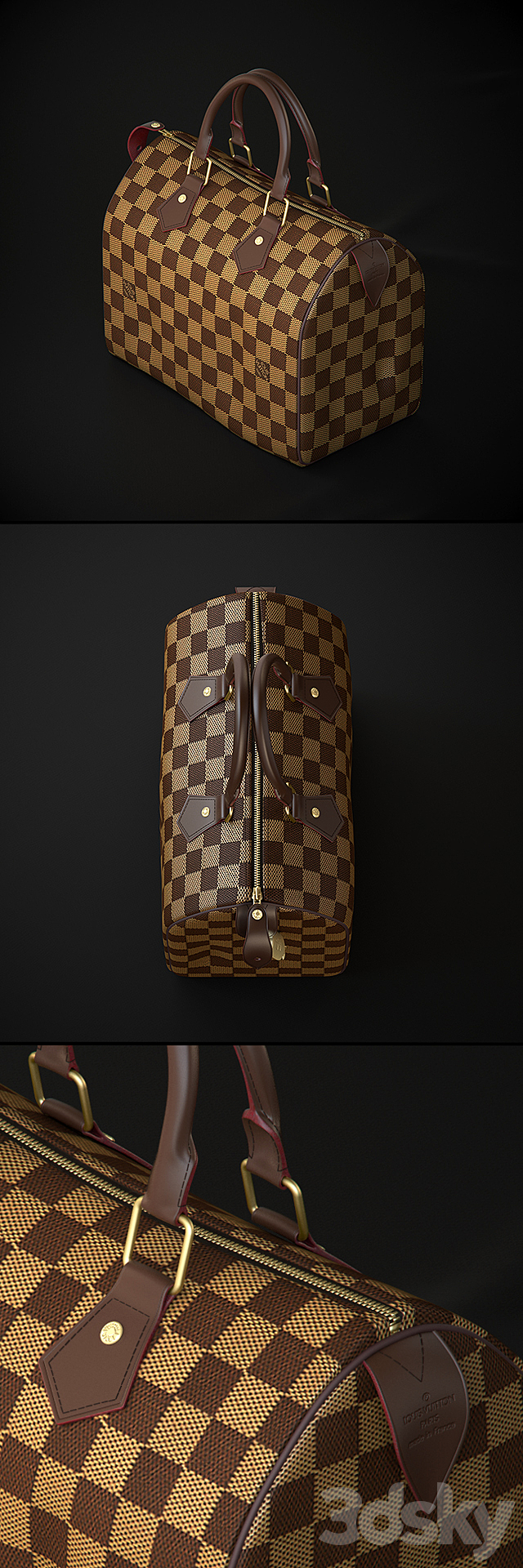 3D Model Collection Louis Vuitton Bag Keepall Bandouliere 45 VR / AR /  low-poly