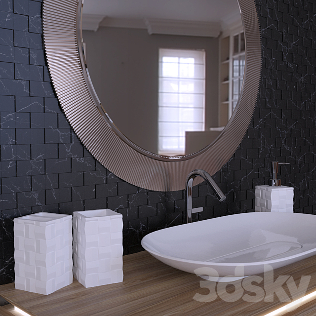 3d Models Bathroom Furniture Schwarz Weiss Mosaik Badezimmer Set