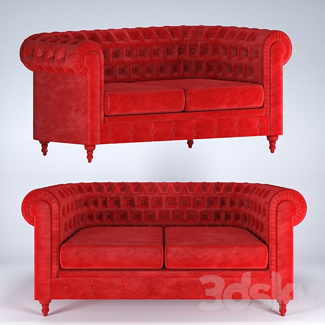 3d Models Sofa Classic Scroll Arm Chesterfield Style Love Seat