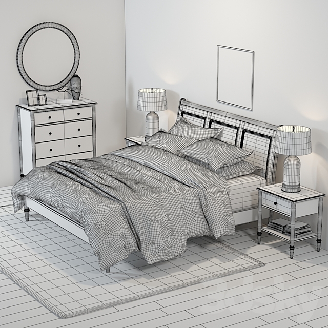 3d Models Bed Pottery Barn Crosby White Bedroom Set