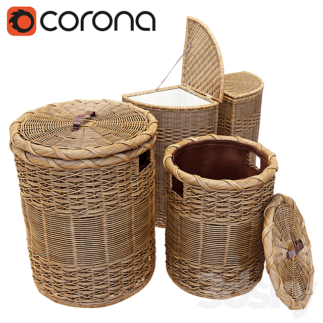 3d Models Bathroom Accessories Wicker Basket For Clothes