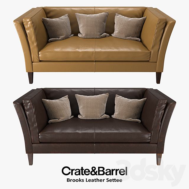 Crate Barrel Brooks Leather Settee, Crate And Barrel Leather Sofas
