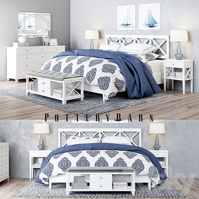 3d Models Bed Pottery Barn Clara Lattice Bed Set 2