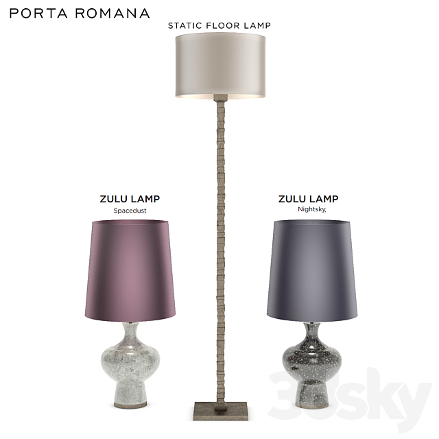 3d Models Table Lamp Set Lamps By Porta Romana