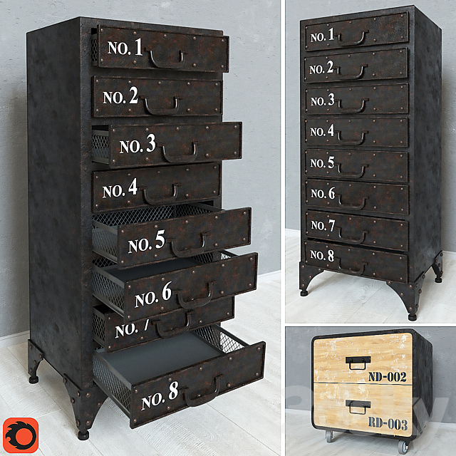 3d Models Sideboard Chest Of Drawer Industrial Loft Rustic