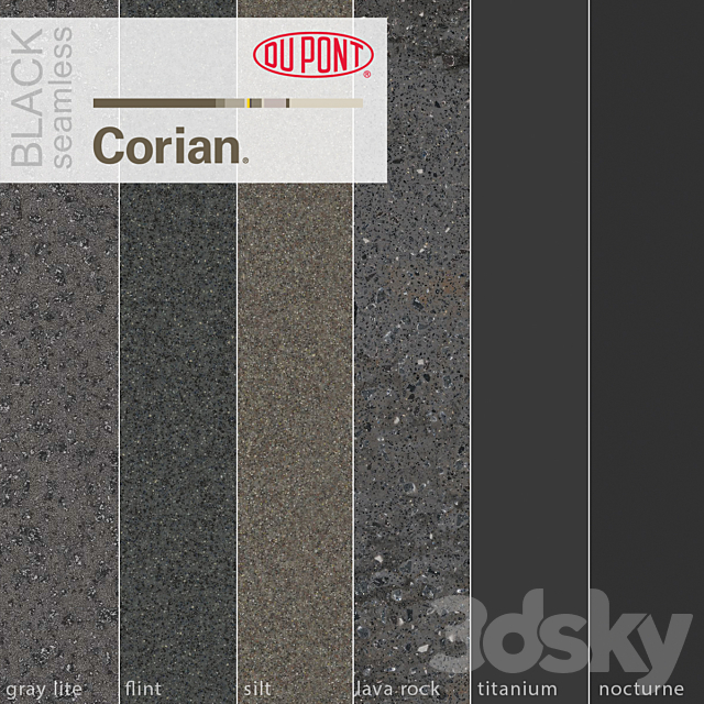 3d Models Stone Dupont Corian Kitchen Countertops Black 3
