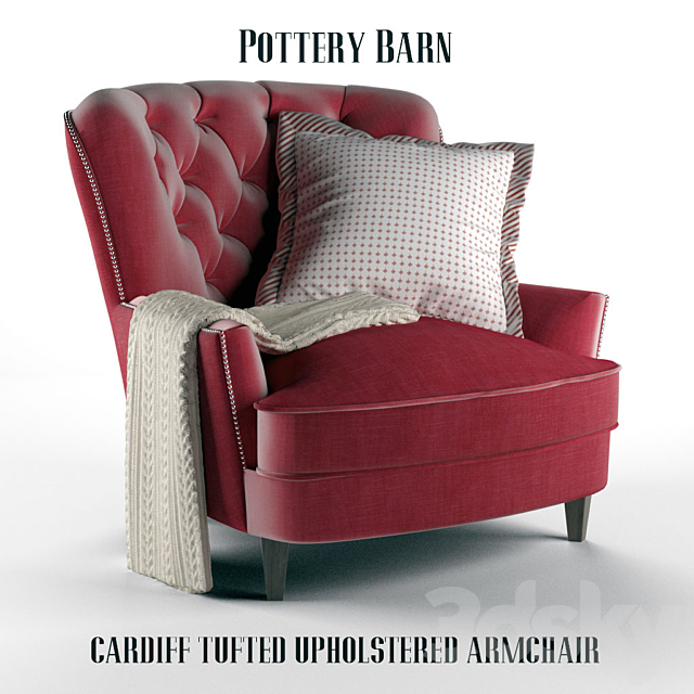 3d Models Arm Chair Pottery Barn Cardiff Tufted Upholstered