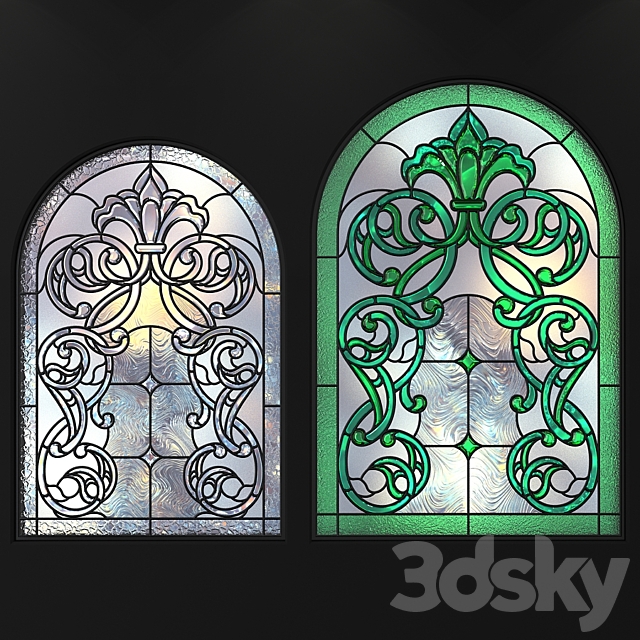 3d Models Windows Stained Glass Window With An Arch