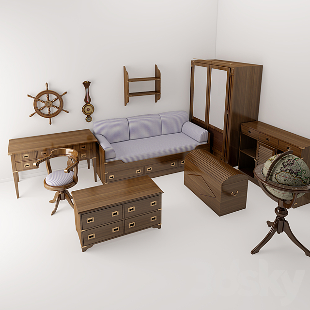 3d Models Full Furniture Set A Of Children 39 S In Marine Style 3d Models Full Furniture Set A, Marine Style Furniture