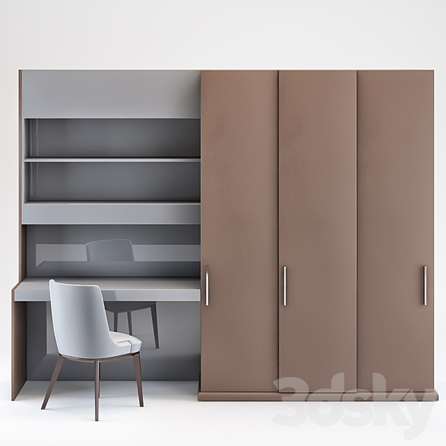 3d Models Wardrobe Display Cabinets Cabinet With Computer Table