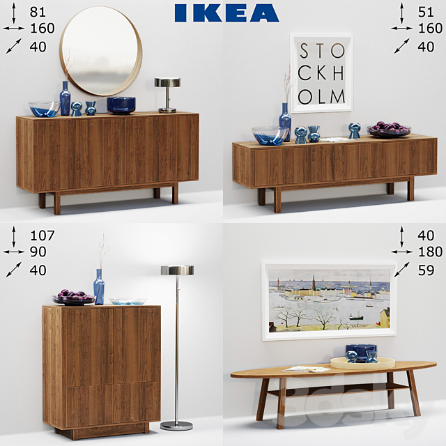 3d Models Sideboard Chest Of Drawer Ikea Stockholm