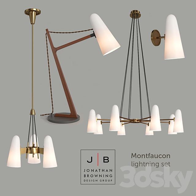 3d Models Pendant Light Jonathan Browning Montfaucon Set