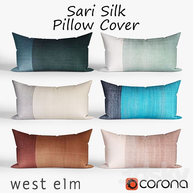 3d Models Pillows Decorative Pillows Westelm Set 016 Sari Silk