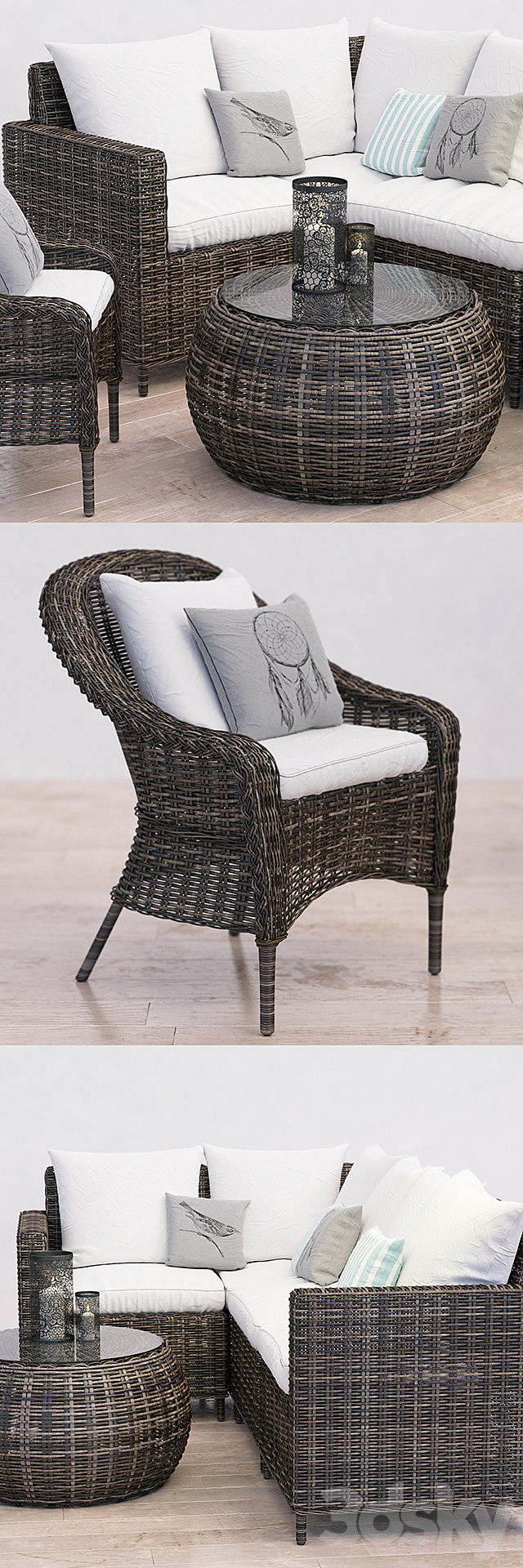 3d models: Other - Pottery Barn Torrey wicker Sectional set