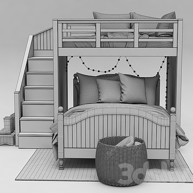 3d Models Bed Catalina Stair Loft Bed Lower Bed Set By