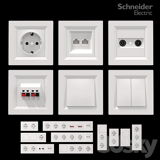 3d Models Miscellaneous Sockets And Switches Schneider Asfora