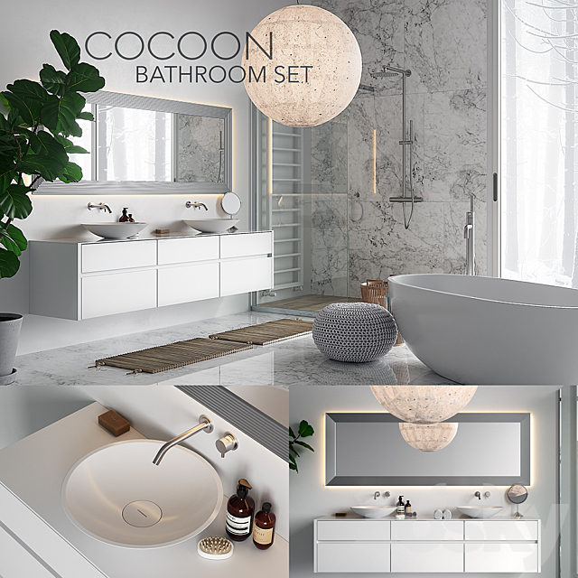 3d Models Bathroom Furniture Cocoon Bathroom Set Corona Pbr