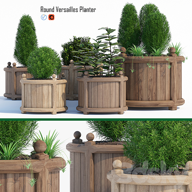 3d models: Outdoor - Round versailles planter