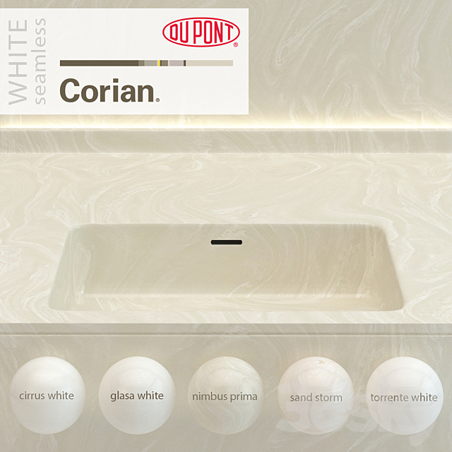 3d Models Stone Dupont Corian Kitchen Countertops White 2