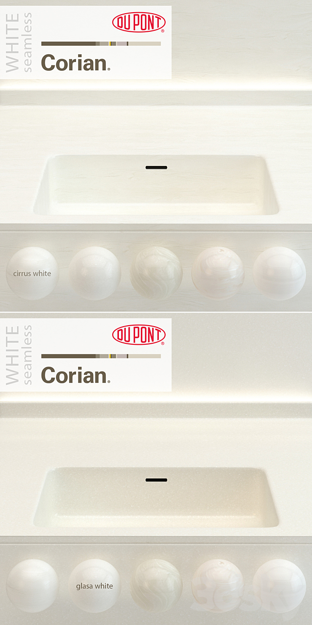 3d Models Stone Dupont Corian Kitchen Countertops White 2