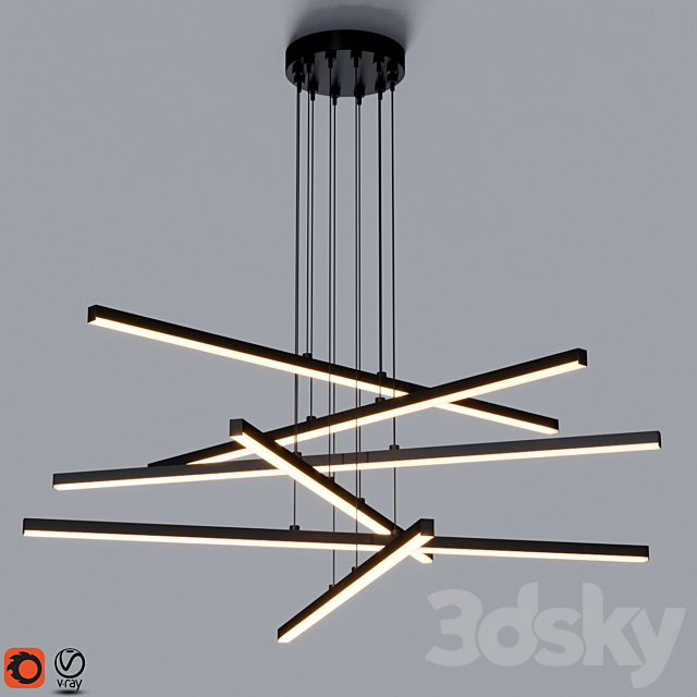 3d Models Chandelier Stix 6 Arm Led Pendant Light 3d Models Chandelier Stix 6 Arm Led