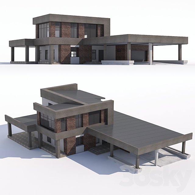 3d Models Building A Modern Two Storey House With An Attached