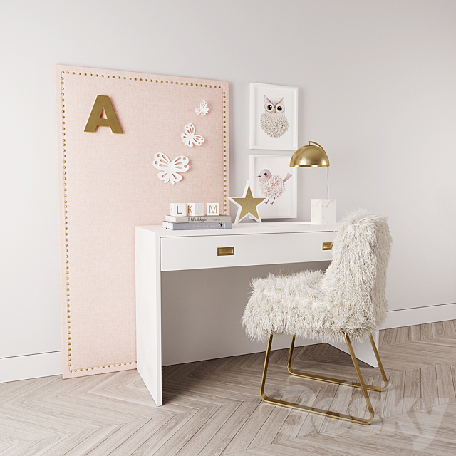3d Models Chair Restoration Hardware Avalon Desk Antiqued