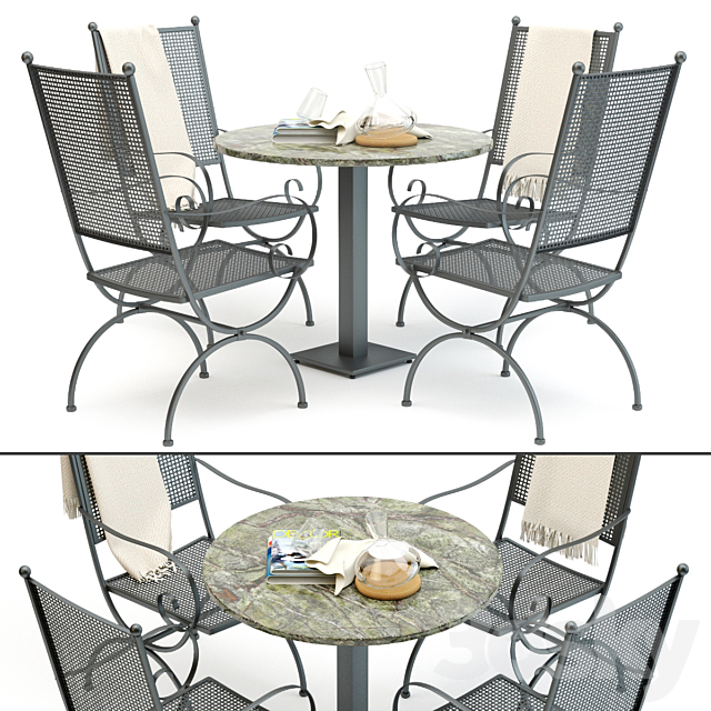 3d Models Table Chair Wrought Iron Chair And Table Set