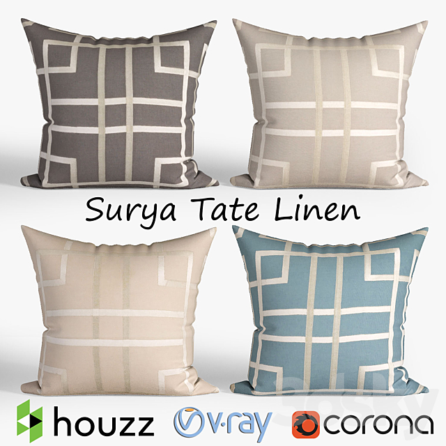 3d Models Pillows Decorative Pillows Houzz Surya Hessian Linen