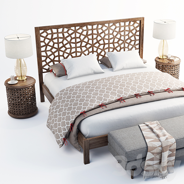 Morocco Bed 3d Models, West Elm Morocco Headboard White