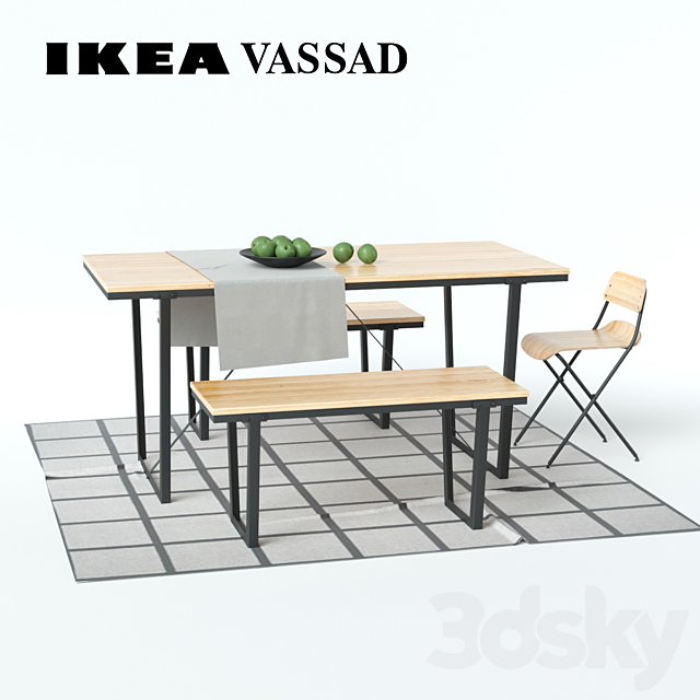3d Models Table Chair Ikea Vassad