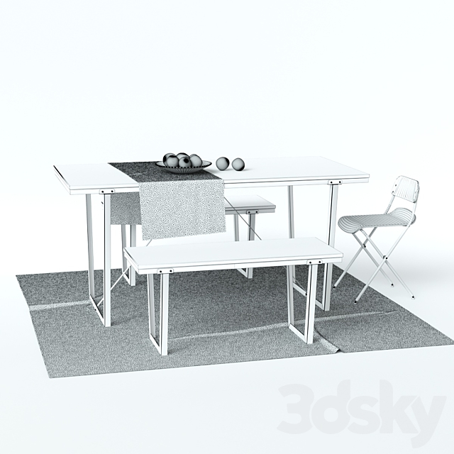 3d Models Table Chair Ikea Vassad