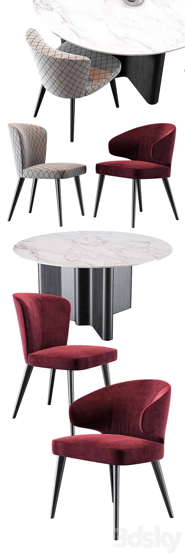 3d models: Table + Chair - Minotti Aston Dining Chair Lou ... (640 x 1920 Pixel)