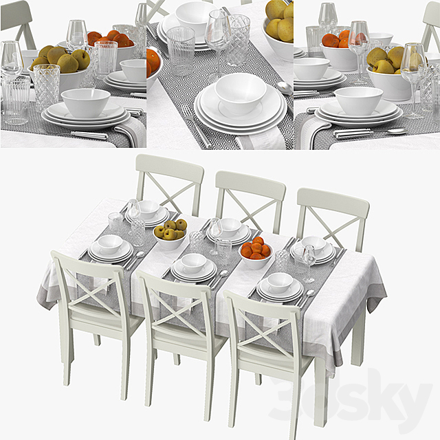 3d Models Table Chair Ikea Table Dining Set