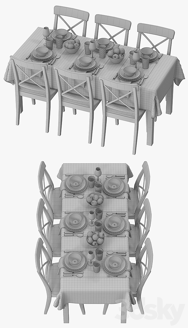 3d Models Table Chair Ikea Table Dining Set