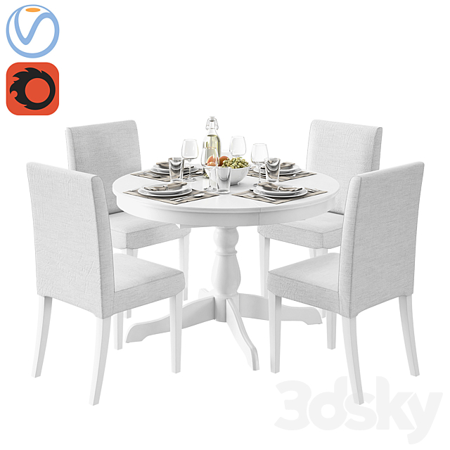 3d Models Table Chair Ikea Ingatorp And Henriksdal