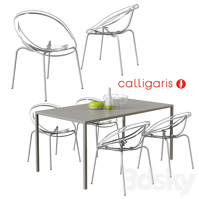 3d Models Table Chair Calligaris Bloom Chair Heron Table