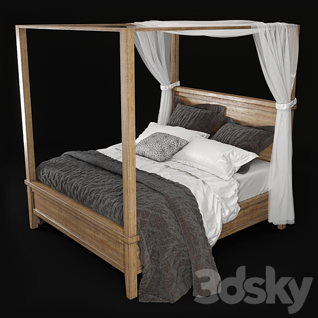 3d Models Bed Potterybarn Farmhouse Canopy Bed